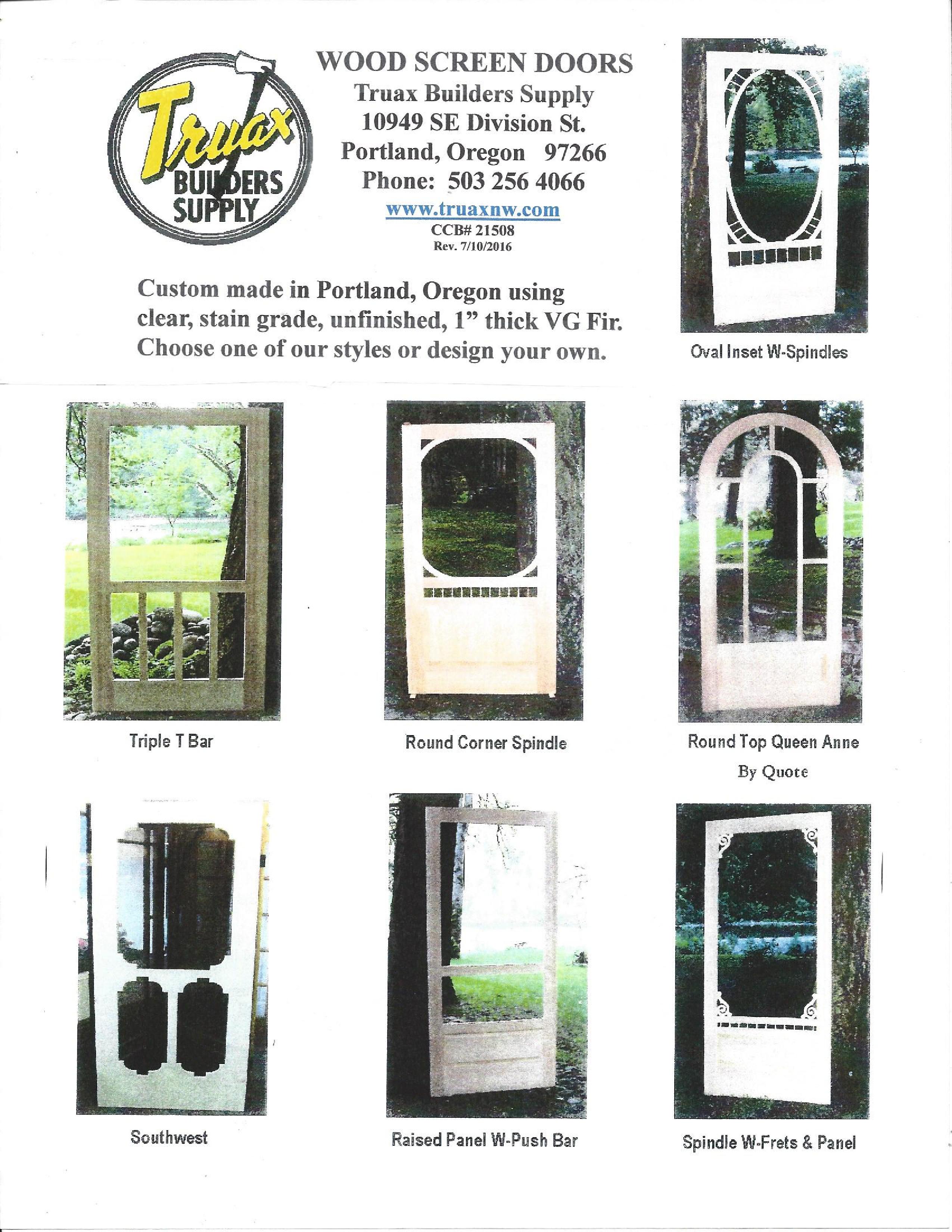 Wood Screen Doors Truax Builders Supply